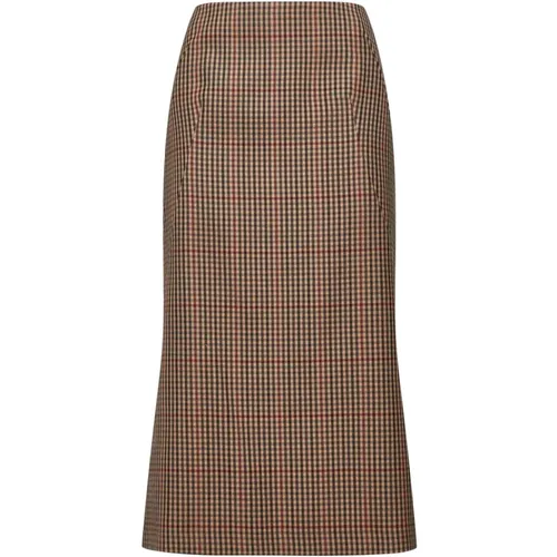 Gingham Woll Midi Rock - Dries Van Noten - Modalova