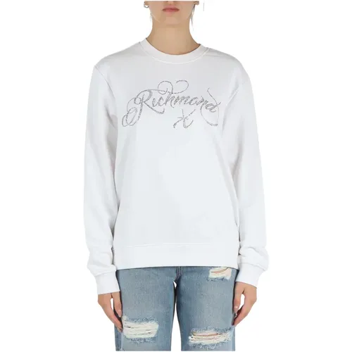 Sweatshirt aus Baumwollmischung mit Strass-Logo , Damen, Größe: M - Richmond - Modalova