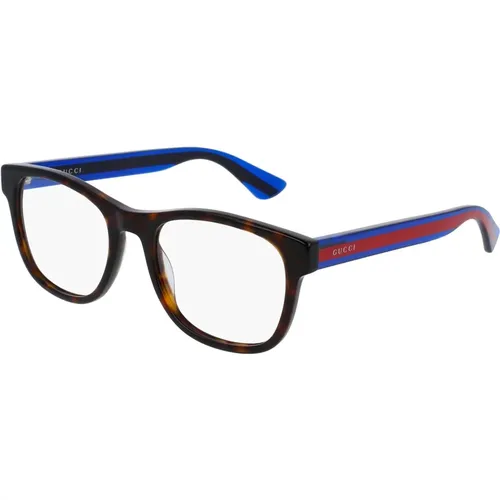 Dunkel Havana Blaue Brillengestelle , unisex, Größe: 53 MM - Gucci - Modalova