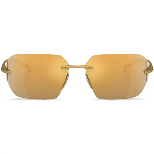 Goldene Sonnenbrille mit Original-Etui , Damen, Größe: ONE Size - Prada - Modalova
