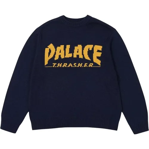 Limitierte Auflage Navy Strickpullover , Herren, Größe: M - Palace - Modalova