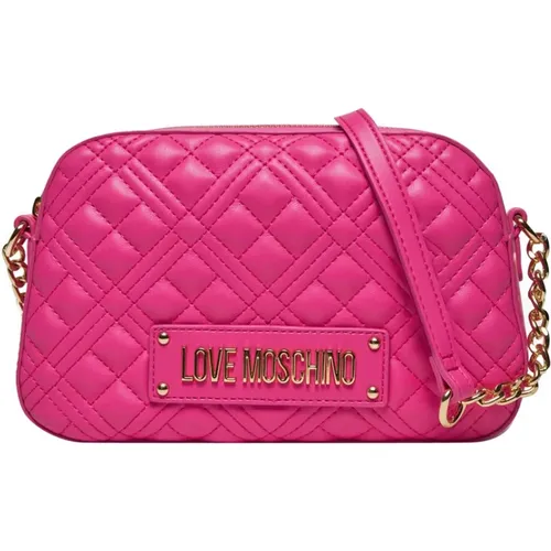 Fuchsia Synthetic Shoulder Bag , female, Sizes: ONE SIZE - Love Moschino - Modalova