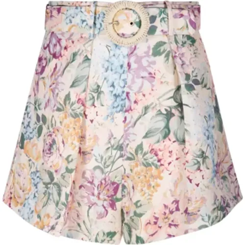 Blumige Aquarell Tuck Shorts , Damen, Größe: XS - Zimmermann - Modalova