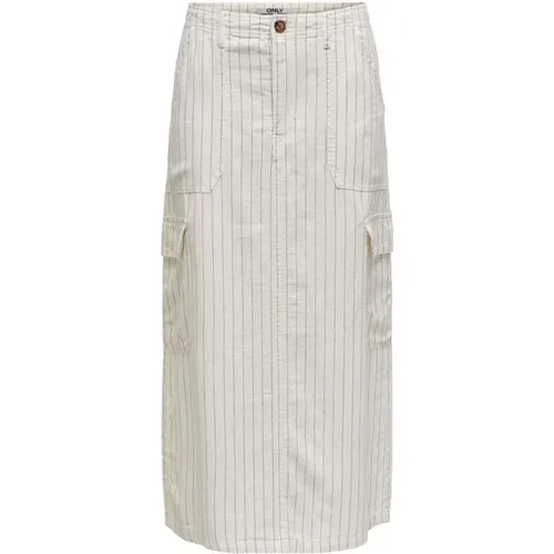 Linen Midi Skirt Spring/Summer Collection , female, Sizes: S, XS, XL, L, M - Only - Modalova