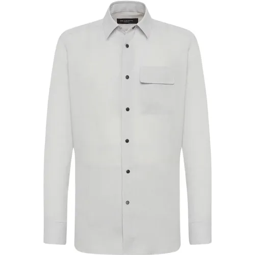 Leinen-Overshirt mit Druckknöpfen , Herren, Größe: 2XL - Kiton - Modalova