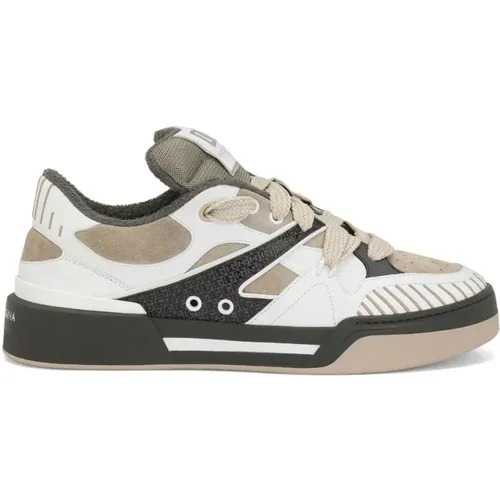 White Topo New Roma Suede Sneaker , male, Sizes: 6 UK, 5 UK - Dolce & Gabbana - Modalova