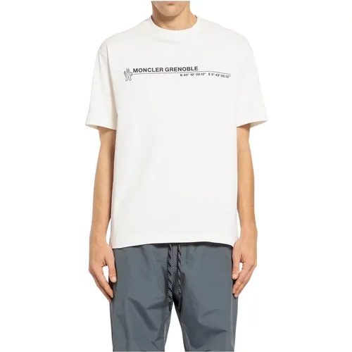 Schneeweißes Logo-Print T-Shirt , Herren, Größe: M - Moncler - Modalova