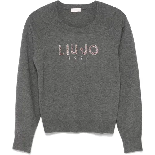 Rhinestone Crew Neck Sweater , Damen, Größe: 2XS - Liu Jo - Modalova