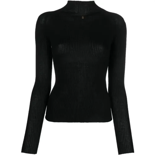 Schwarzer Pullover mit Logo-Plaque und Stehkragen , Damen, Größe: XS - Bally - Modalova
