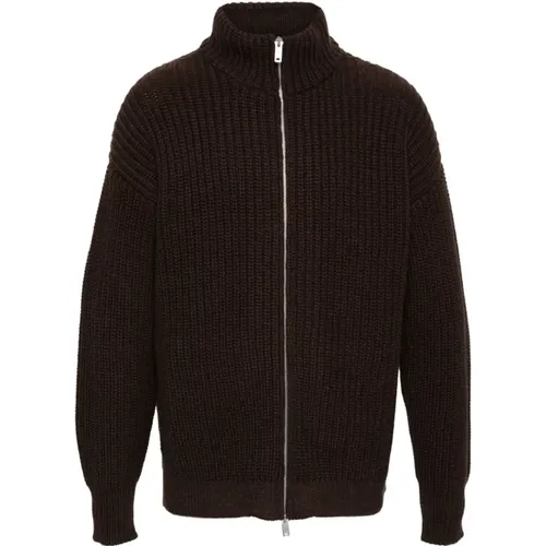 Kaffeebraune Fischerstrick-Strickjacke , Herren, Größe: M - Emporio Armani - Modalova