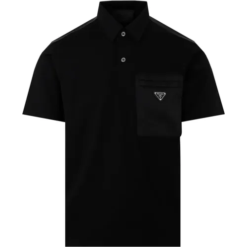 Schwarzes Baumwoll-Poloshirt Prada - Prada - Modalova