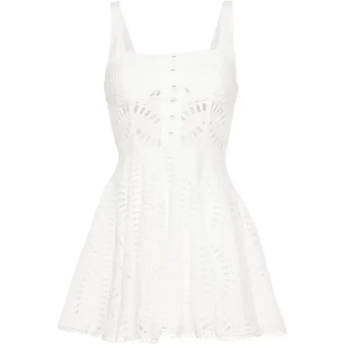 Weiße Baumwollmischung Broderie Anglaise Kleid , Damen, Größe: M - Charo Ruiz Ibiza - Modalova