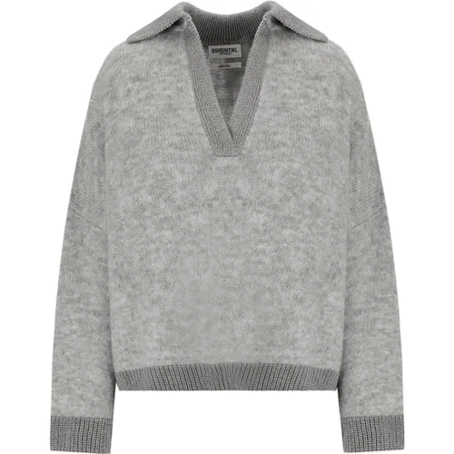 Grauer Strick V-Ausschnitt Pullover , Damen, Größe: XS - Essentiel Antwerp - Modalova