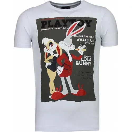 Playtoy Bunny Rhinestone - T-Shirt Herren - 5086W - Local Fanatic - Modalova