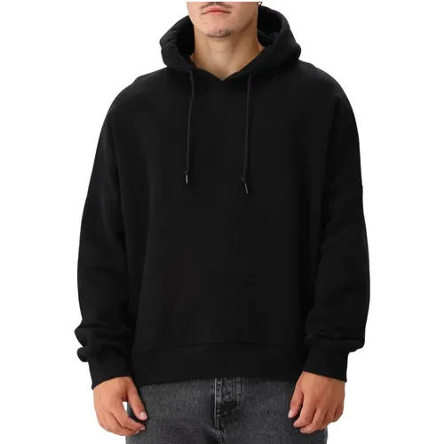 Schwarzer Gewaschener Hoodie Streetstyle Winter Basic , Herren, Größe: M - Won Hundred - Modalova