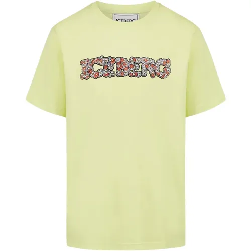 T-Shirt mit floralem Logo , Herren, Größe: S - Iceberg - Modalova