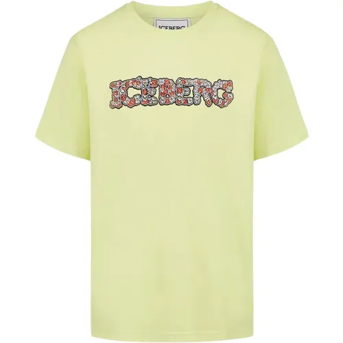 T-Shirt mit floralem Logo , Herren, Größe: XL - Iceberg - Modalova