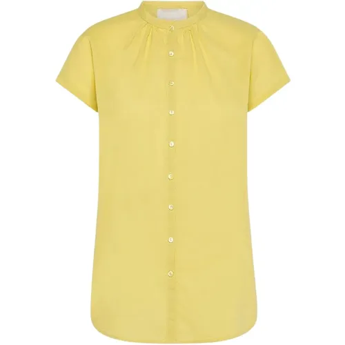 Short-sleeve Korean collar cotton voile shirt , female, Sizes: 2XS, S, XS - Momoni - Modalova