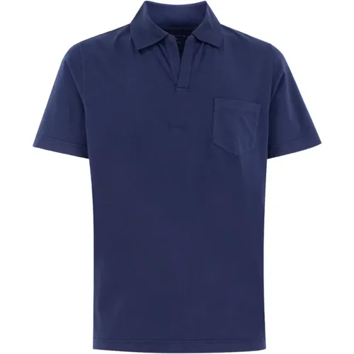 Navy Polo Shirt mit Brusttasche , Herren, Größe: XL - Sease - Modalova