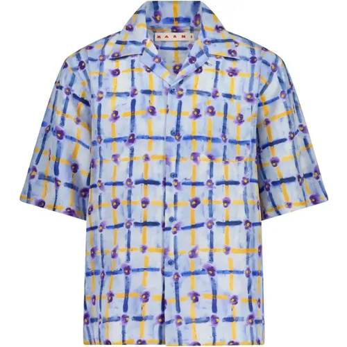 Silk Shirt with Print , male, Sizes: M, L - Marni - Modalova