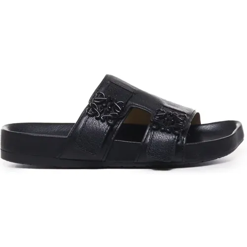 Schwarze Slide Sandalen mit Anagramm-Schnalle - Loewe - Modalova