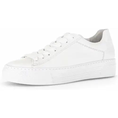 Weiße Ledersneakers , Damen, Größe: 40 EU - Gabor - Modalova