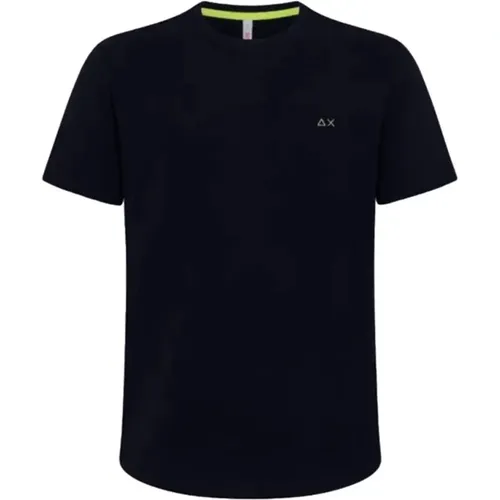 Marineblaues T-Shirt , Herren, Größe: M - Sun68 - Modalova