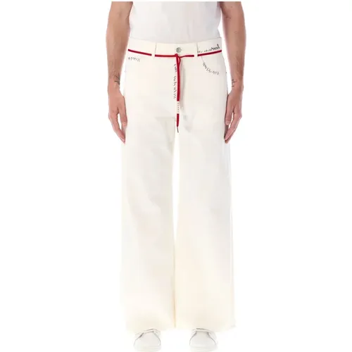 Weiße Weite Jeans mit Perlen Details , Herren, Größe: W30 - Marni - Modalova
