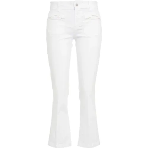 Cropped Flared Jeans with Pearl Embroidery , female, Sizes: W30, W32, W27 - Liu Jo - Modalova
