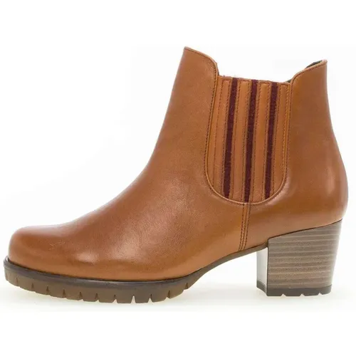 Cognac-braune Leder Stiefeletten mit Dekorativen Details , Damen, Größe: 38 EU - Gabor - Modalova