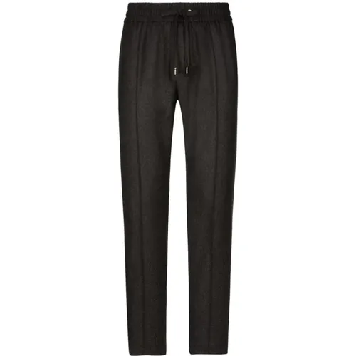 Charcoal Grey Wool Trousers with Drawstring Waistband , male, Sizes: L, M, XL - Dolce & Gabbana - Modalova
