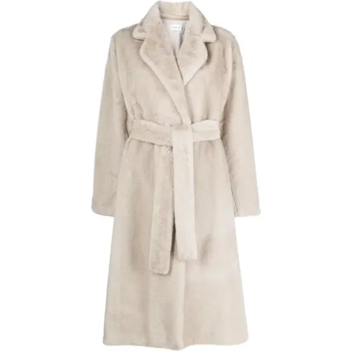 Grey Faux-Fur Belted Coat , female, Sizes: L - P.a.r.o.s.h. - Modalova