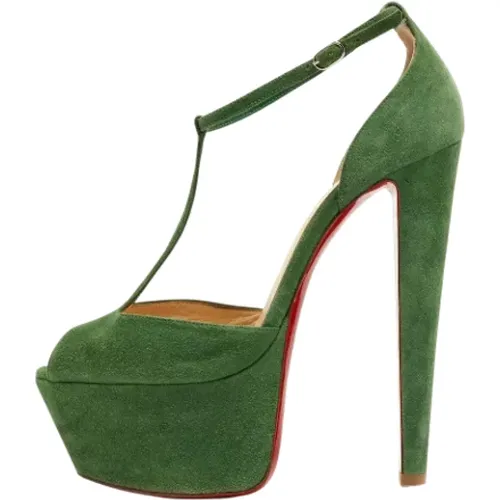 Pre-owned Suede sandals , female, Sizes: 5 1/2 UK - Christian Louboutin Pre-owned - Modalova