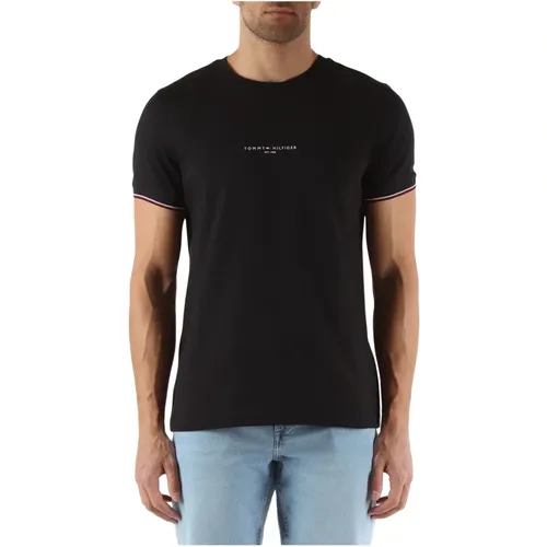 Slim Fit Cotton Logo T-shirt , male, Sizes: M, L, S - Tommy Hilfiger - Modalova