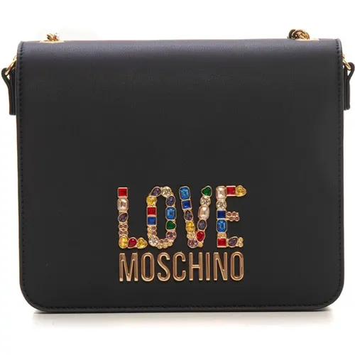 Schicke Tasche mit Strass und Kettengriff , Damen, Größe: ONE Size - Love Moschino - Modalova
