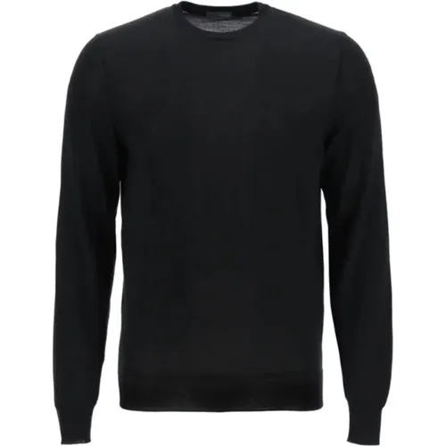 Woll Rundhals Pullover Schwarz , Herren, Größe: L - Drumohr - Modalova