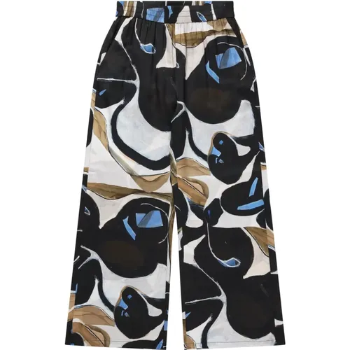 Silk Trousers with Abstract Print , female, Sizes: 3XL - Munthe - Modalova