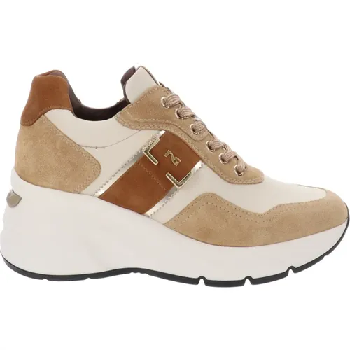 Leather Womens Sneakers Stylish Comfortable , female, Sizes: 2 UK, 5 UK - Nerogiardini - Modalova