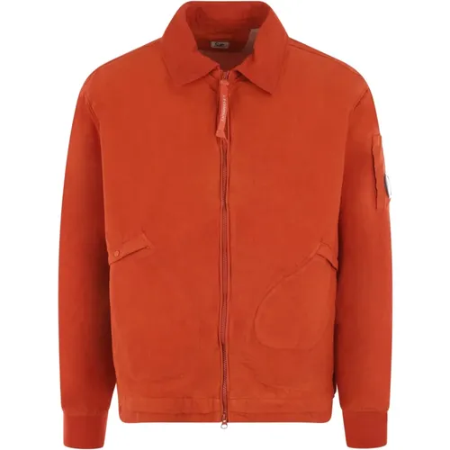 Wax Coated Jacket with Logo Patch , male, Sizes: XL - C.P. Company - Modalova