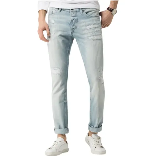 Blaue Jeans 5-Pocket Elastisch Zerissen , Herren, Größe: W38 - Tommy Hilfiger - Modalova