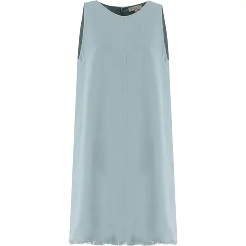 Elegant Fringed Viscose and Linen Dress , female, Sizes: L, S, M - Antonelli Firenze - Modalova
