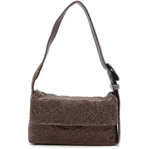 Kristall-Metall-Mesh-Schultertasche in Chocolat , Damen, Größe: ONE Size - Benedetta Bruzziches - Modalova