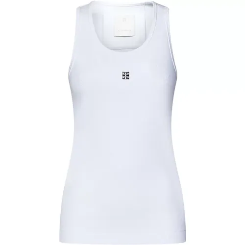 Weiße Slim Fit Top mit Metallic Logo,Weißes Geripptes ärmelloses Top mit 4G Logo - Givenchy - Modalova