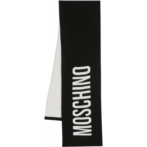 Schwarzer Schal mit Bicolor Design und Logo - Moschino - Modalova