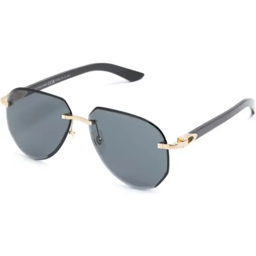 Gold Sunglasses with Original Accessories , male, Sizes: 61 MM - Cartier - Modalova