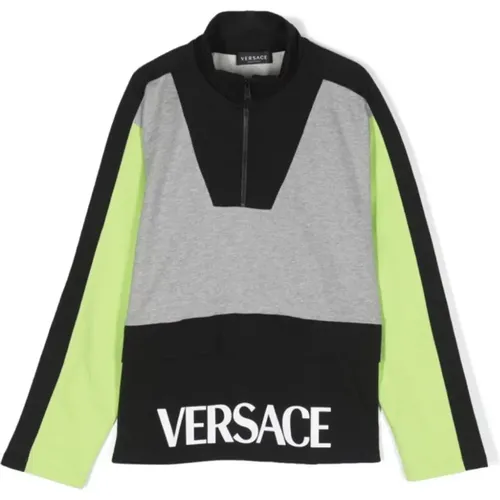 Color Blocking Baumwolljungen Sweatshirt - Versace - Modalova
