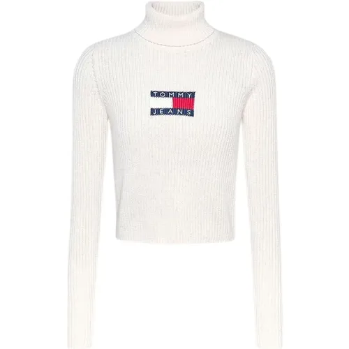 Gerippter Rollkragenpullover , Damen, Größe: M - Tommy Hilfiger - Modalova