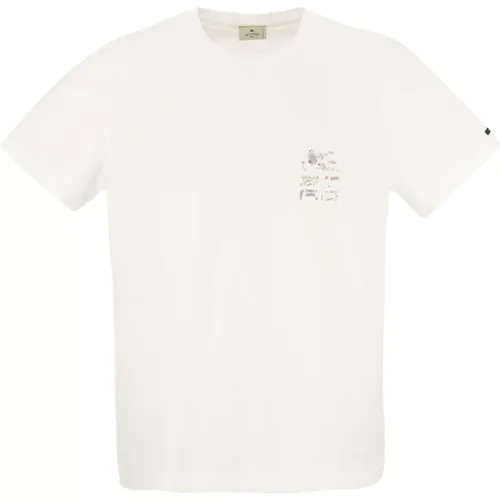 T-Shirt mit Logo und Pegasus Blumenmuster , Herren, Größe: S - ETRO - Modalova