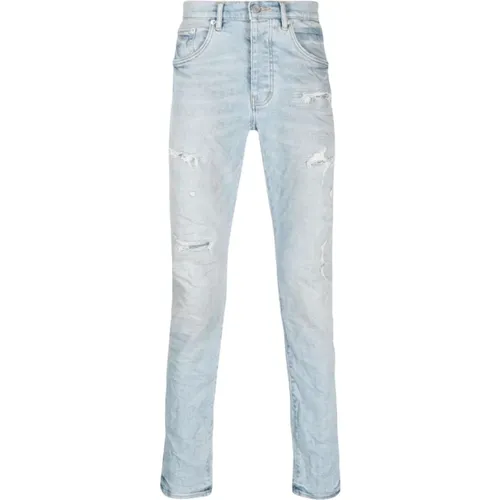 Slim Fit Light Distressed Jeans , male, Sizes: W33 - Purple Brand - Modalova