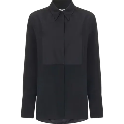 Schwarze Seidenbluse mit Frontborte - Victoria Beckham - Modalova